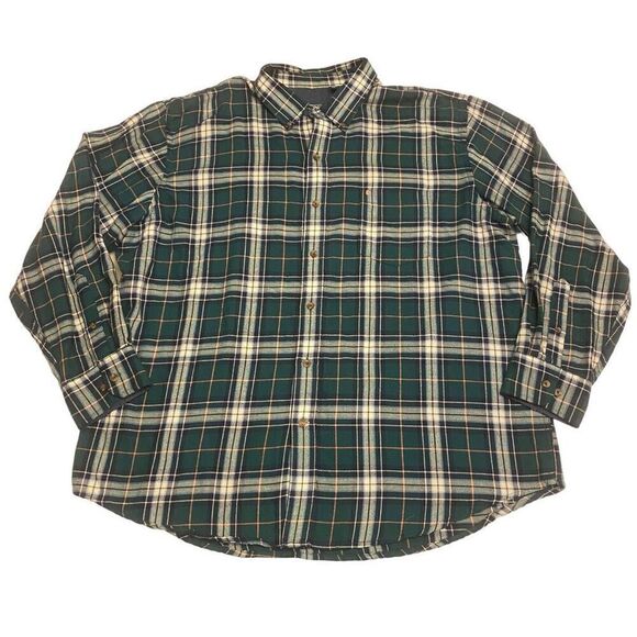 Izod Blue and Green Plaid Long Sleeve Flannel‎ Shirt Sz XXL - Picture 1 of 12